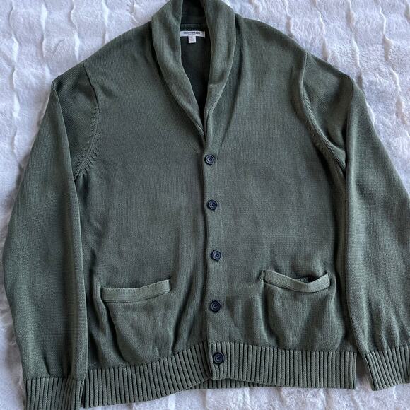 🔥Goodthreads Green Cotton Knitted Sweater Cardigan Kurt Cobain Grunge Grandpa - Picture 4 of 15